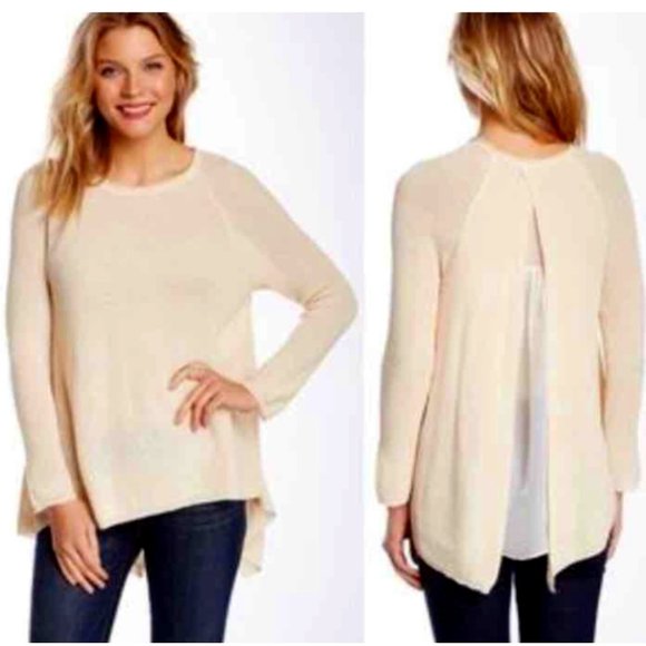 🌼 Olivia Sky Lightweight Split Back Layered Knit Sweater, 1X - Picture 1 of 7